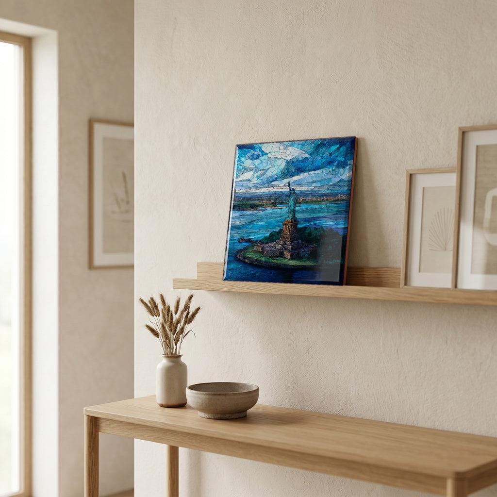 In the entryway, first thing you see.