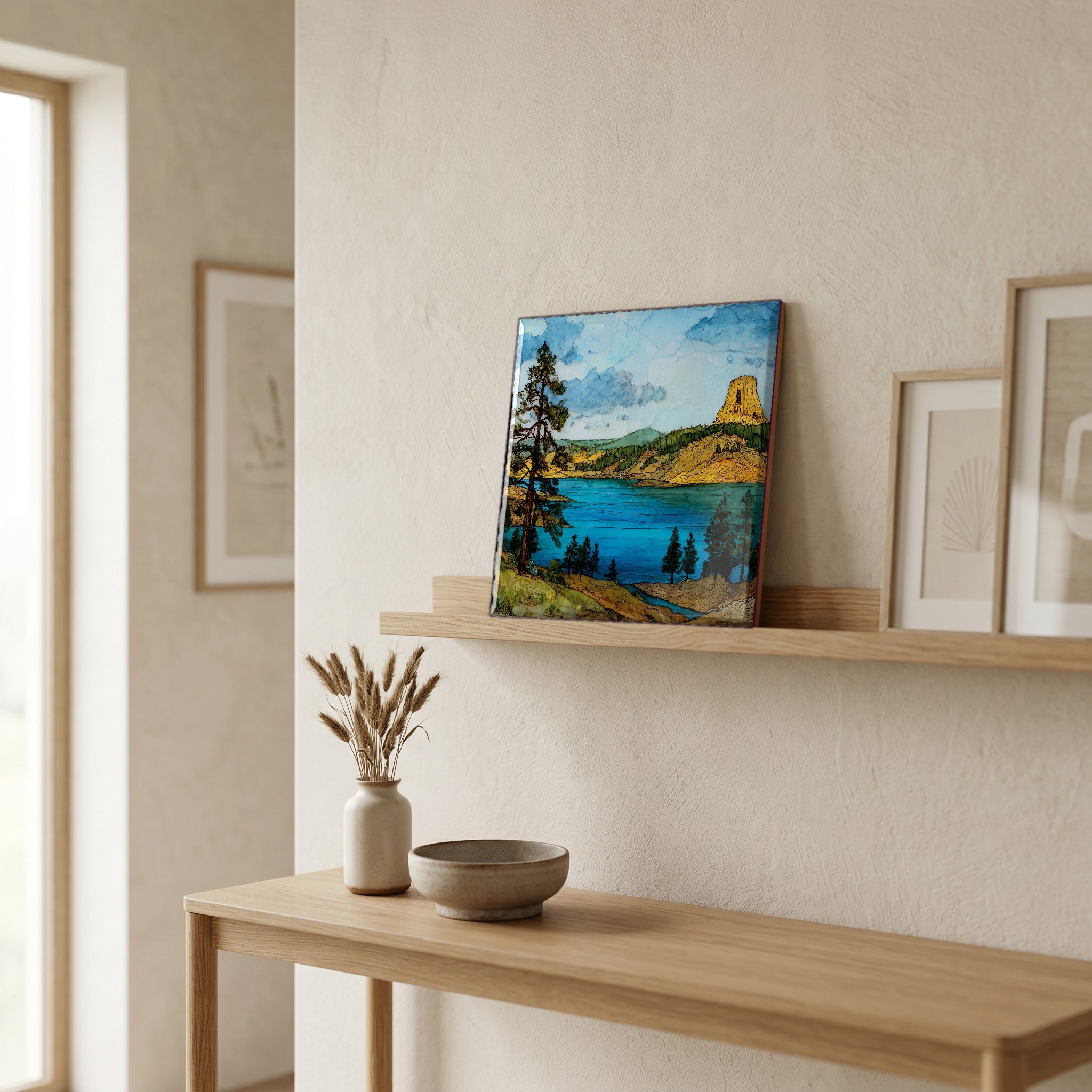 In the entryway, first thing you see.