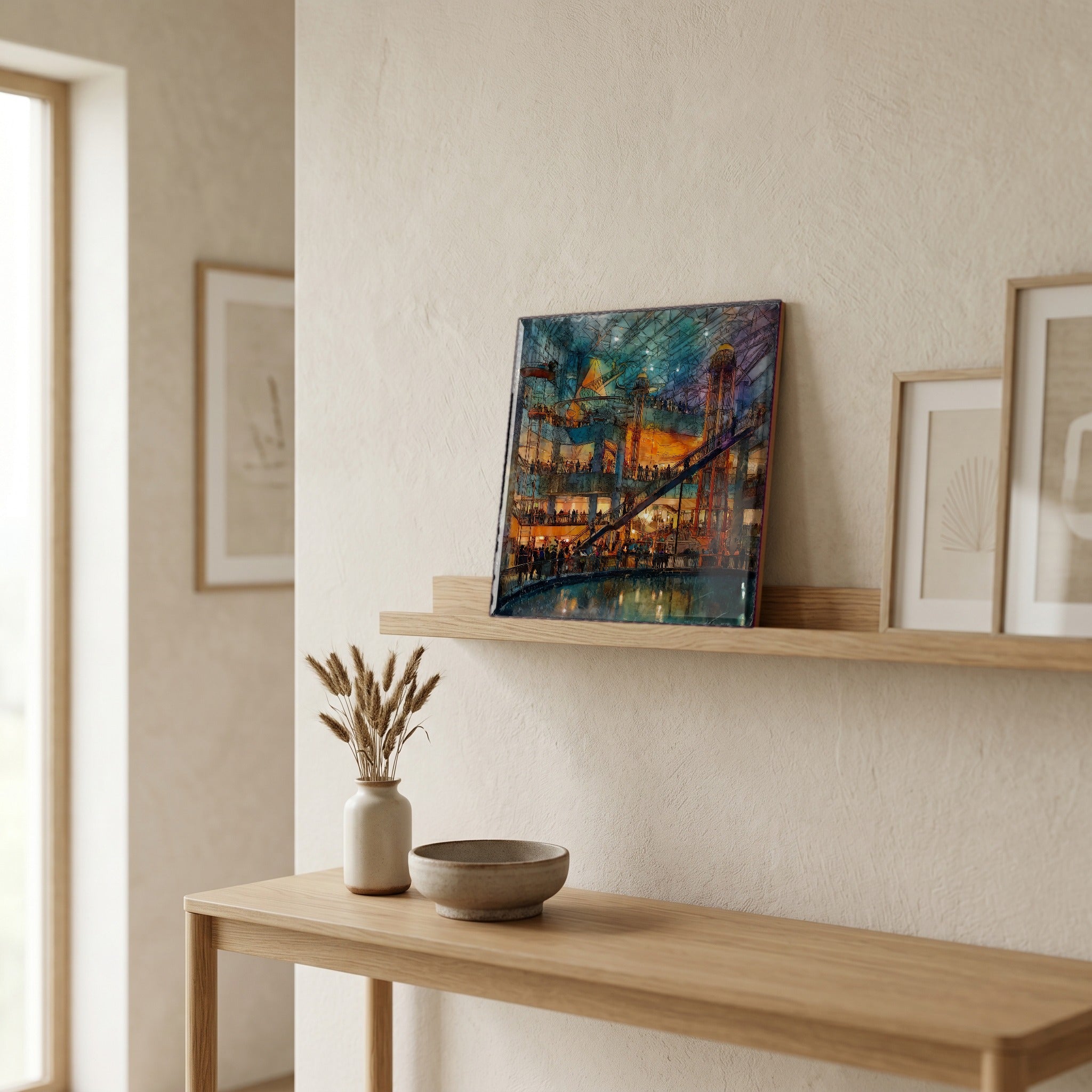 In the entryway, first thing you see.