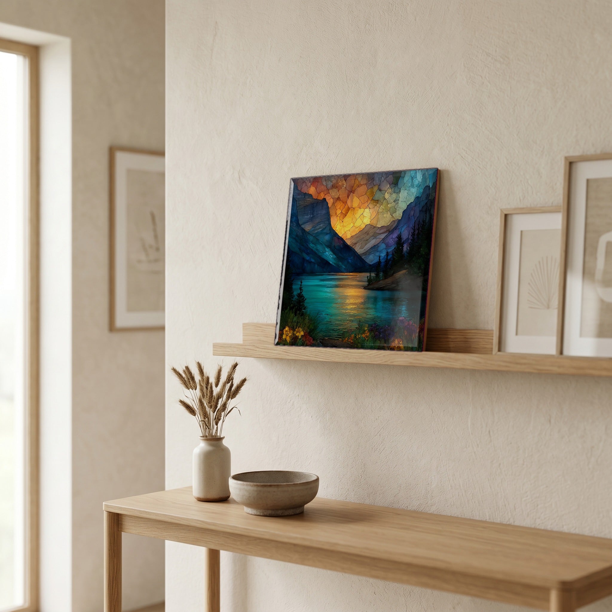 In the entryway, first thing you see.