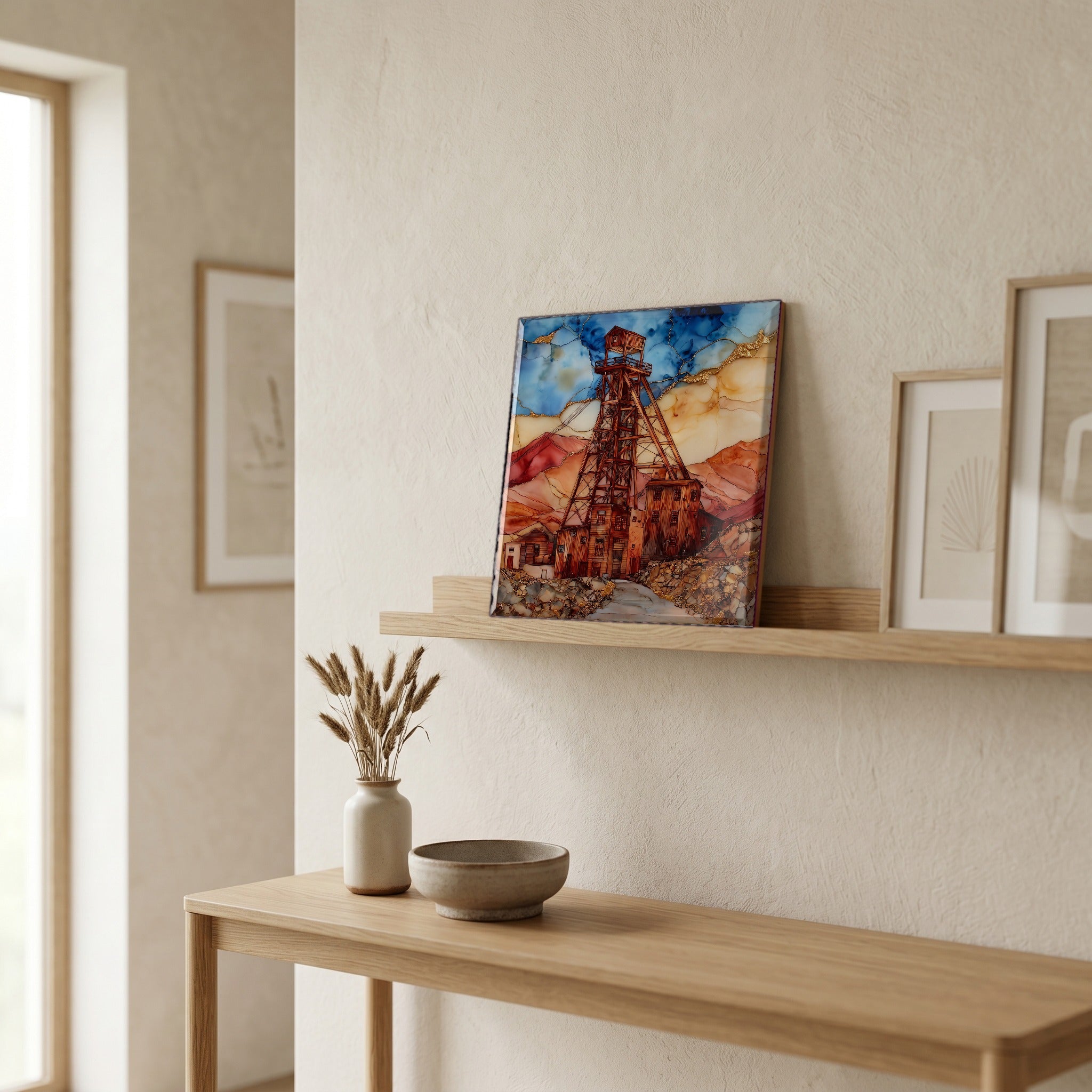 In the entryway, first thing you see.