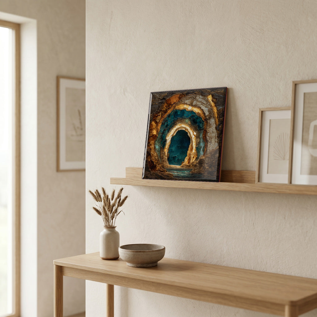 In the entryway, first thing you see.