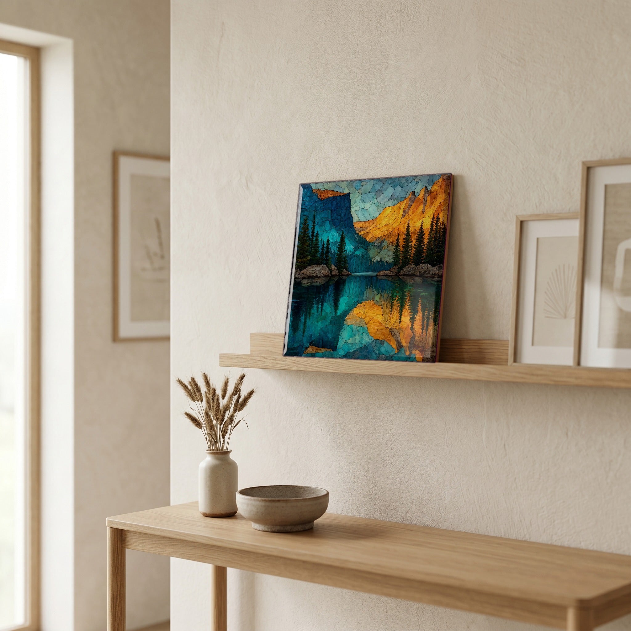 In the entryway, first thing you see.