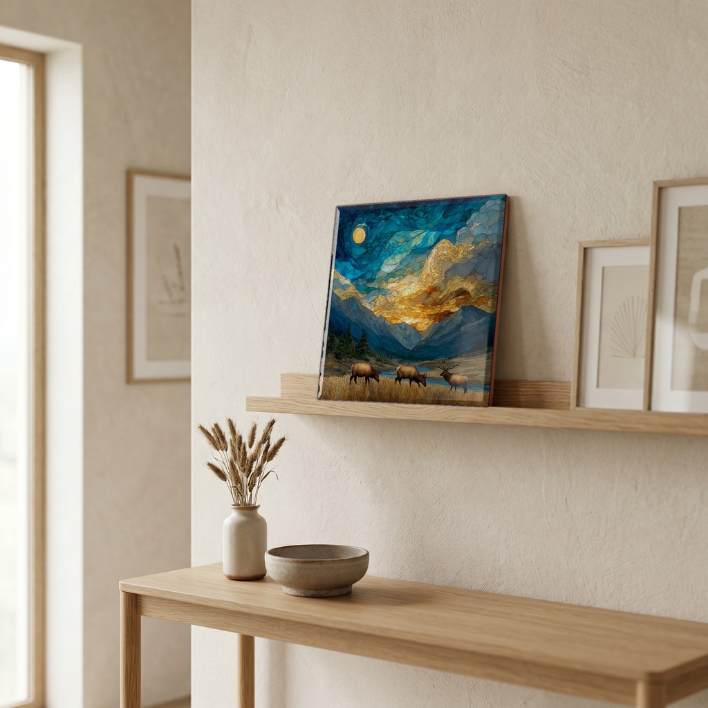 In the entryway, first thing you see.