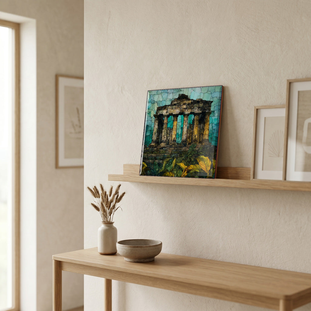 In the entryway, first thing you see.