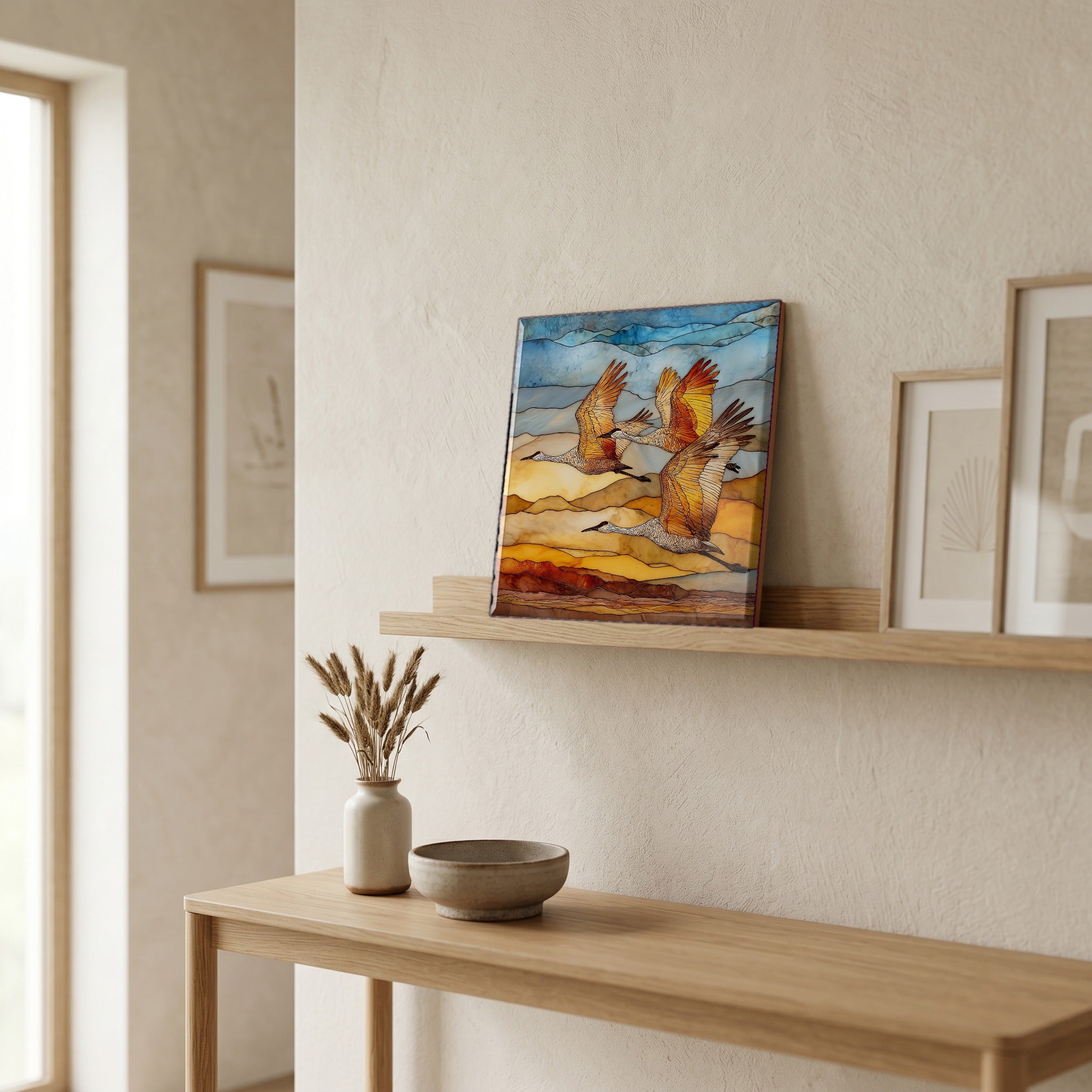 In the entryway, first thing you see.