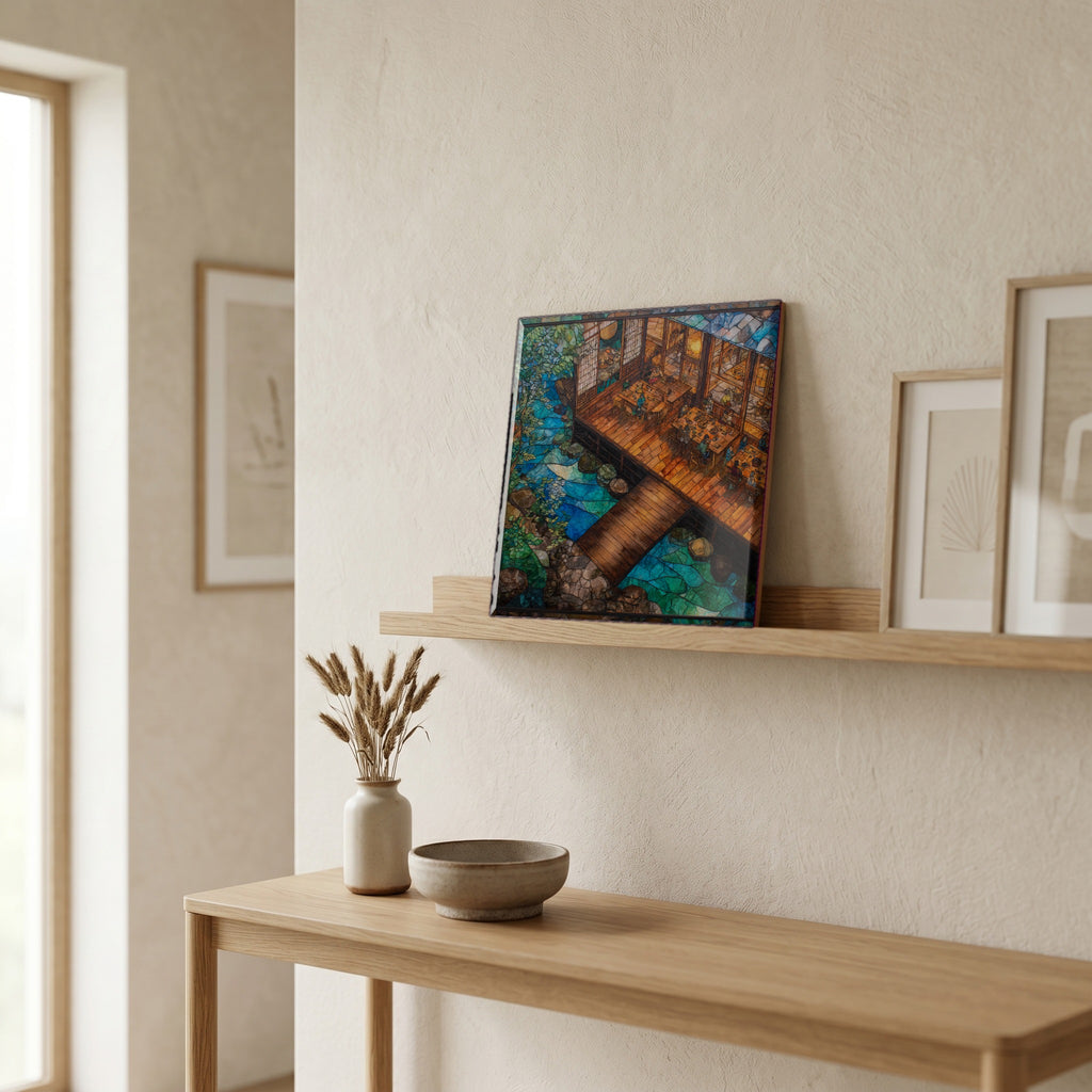 In the entryway, first thing you see.
