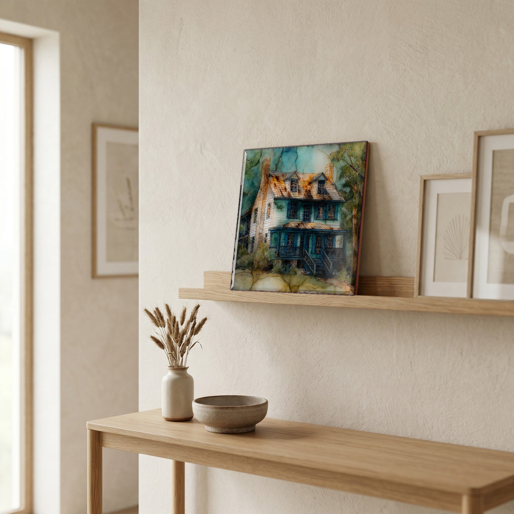 In the entryway, first thing you see.