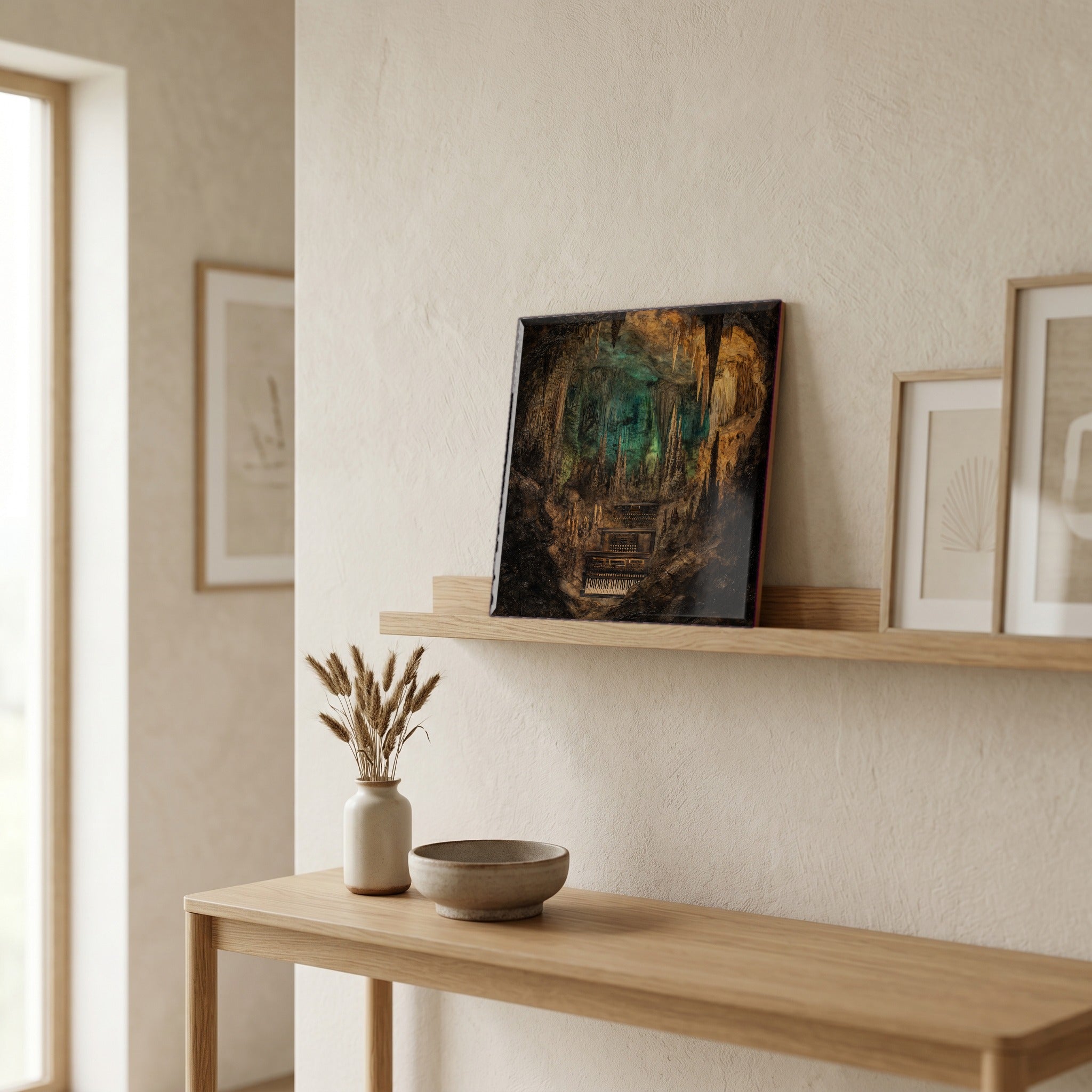 In the entryway, first thing you see.