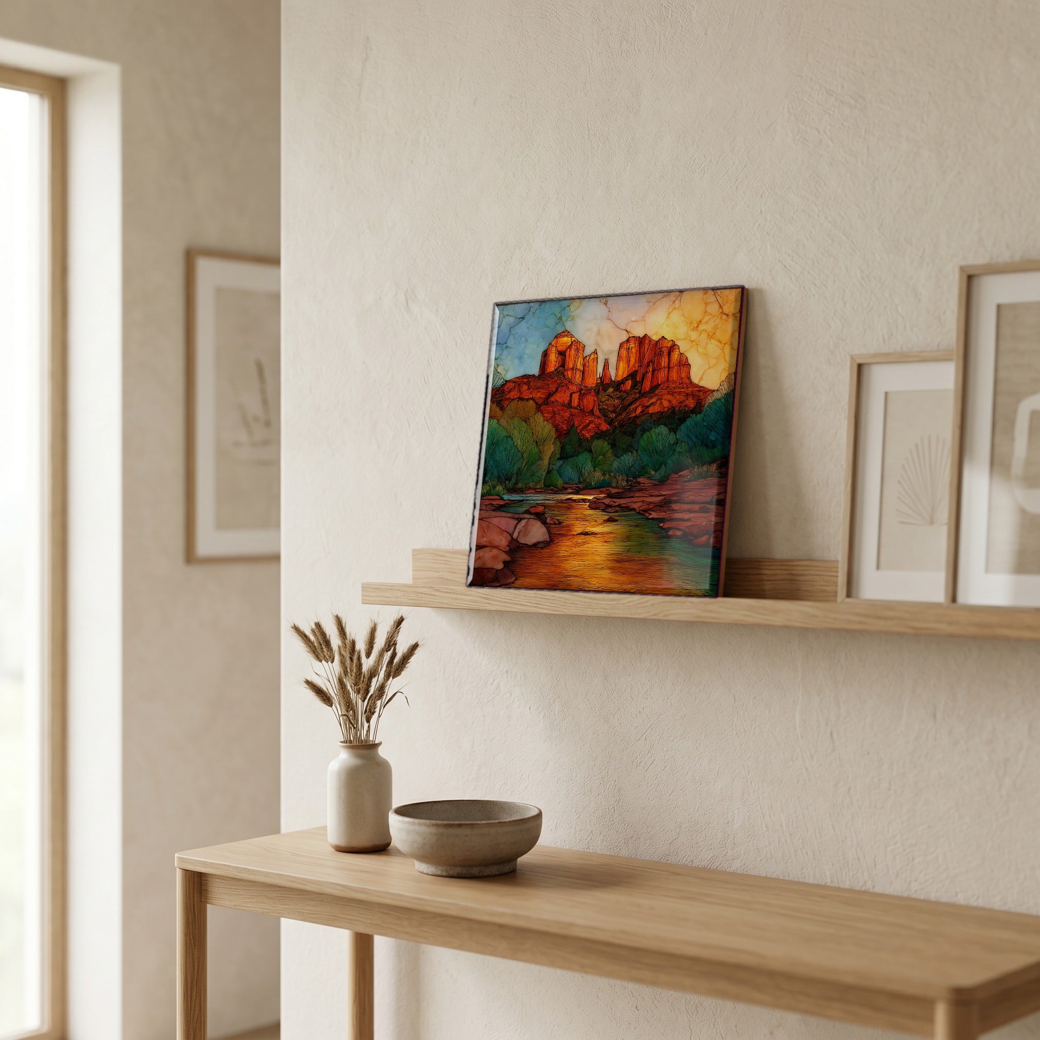 In the entryway, first thing you see.