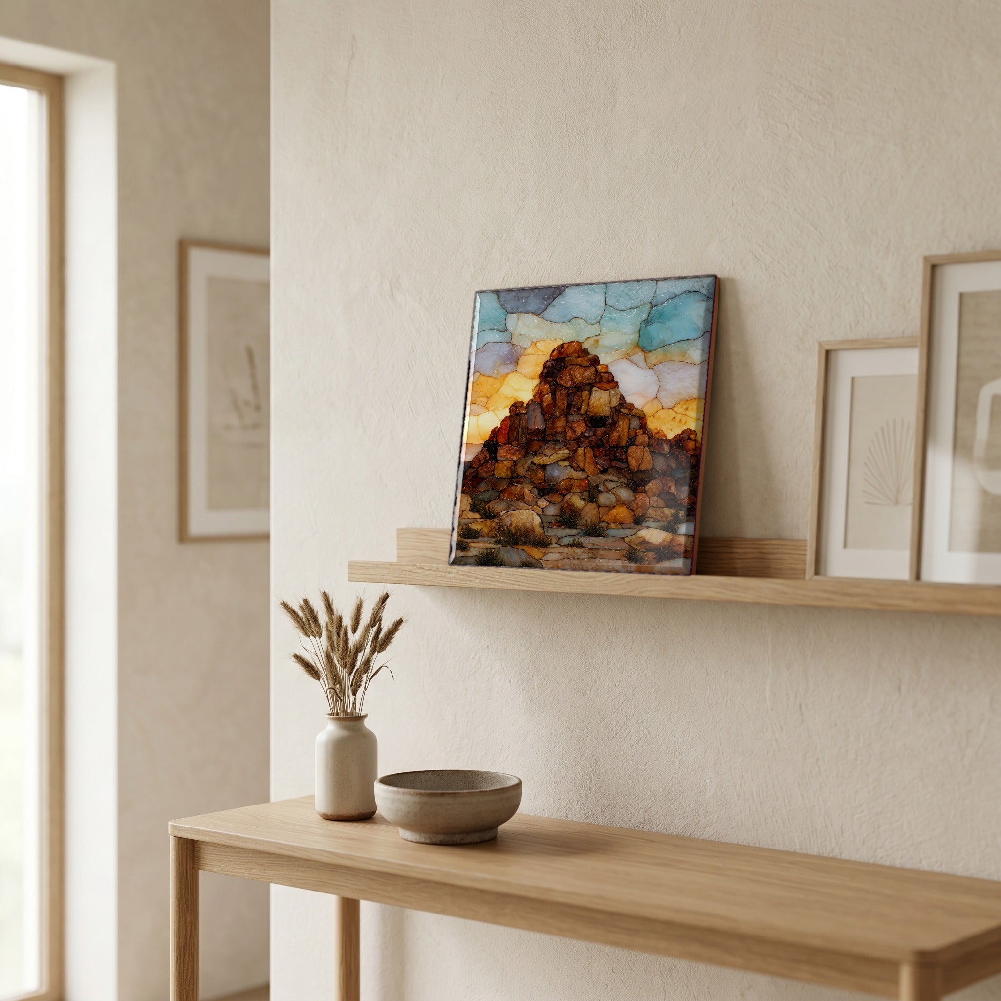 In the entryway, first thing you see.