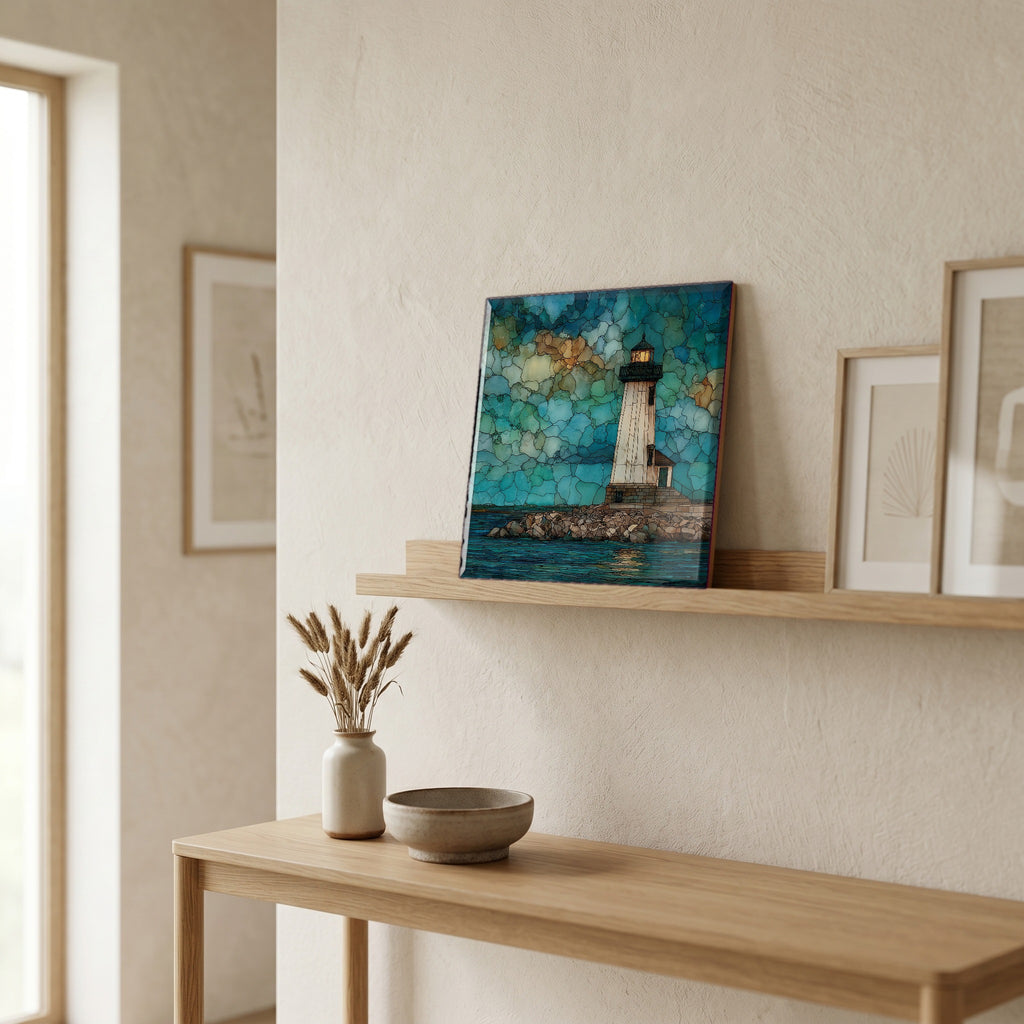 In the entryway, first thing you see.