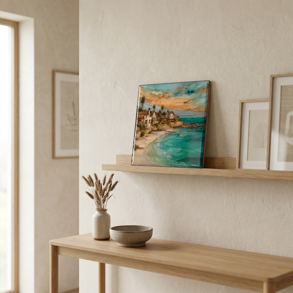 On a picture ledge, where the light comes in.
