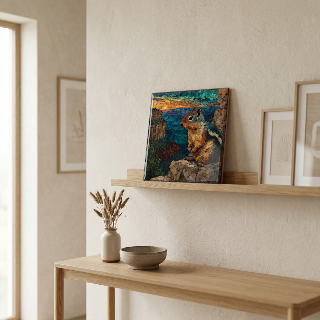 In the entryway, first thing you see.