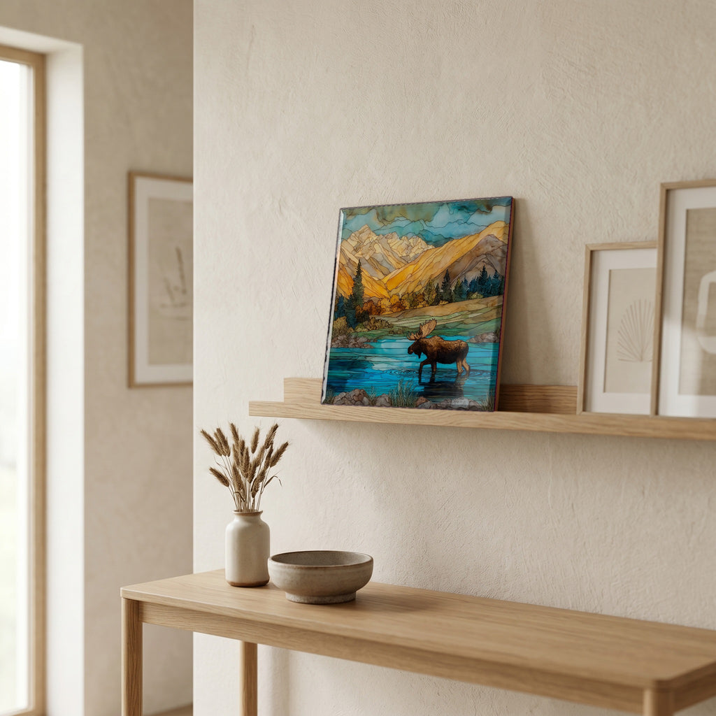 In the entryway, first thing you see.