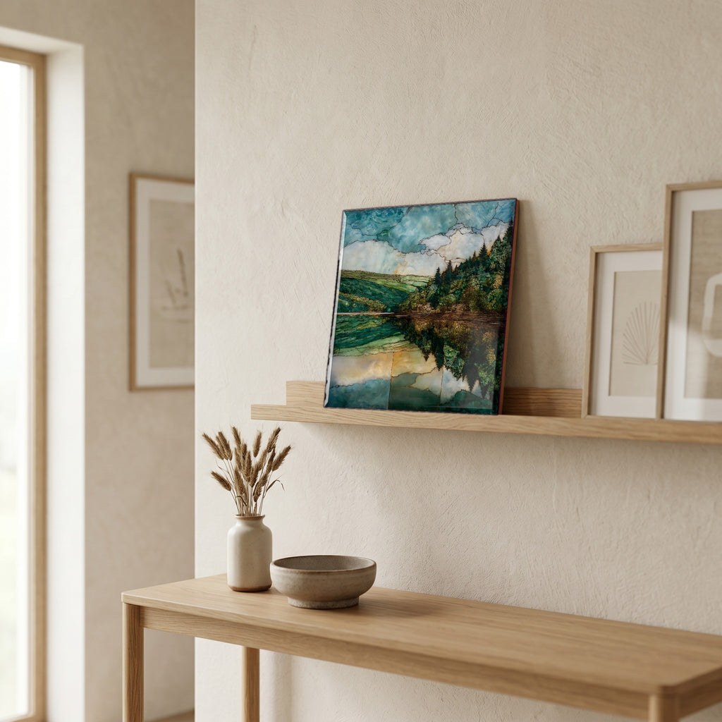 In the entryway, first thing you see.
