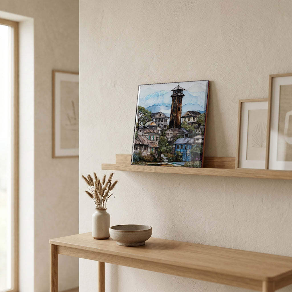 In the entryway, first thing you see.