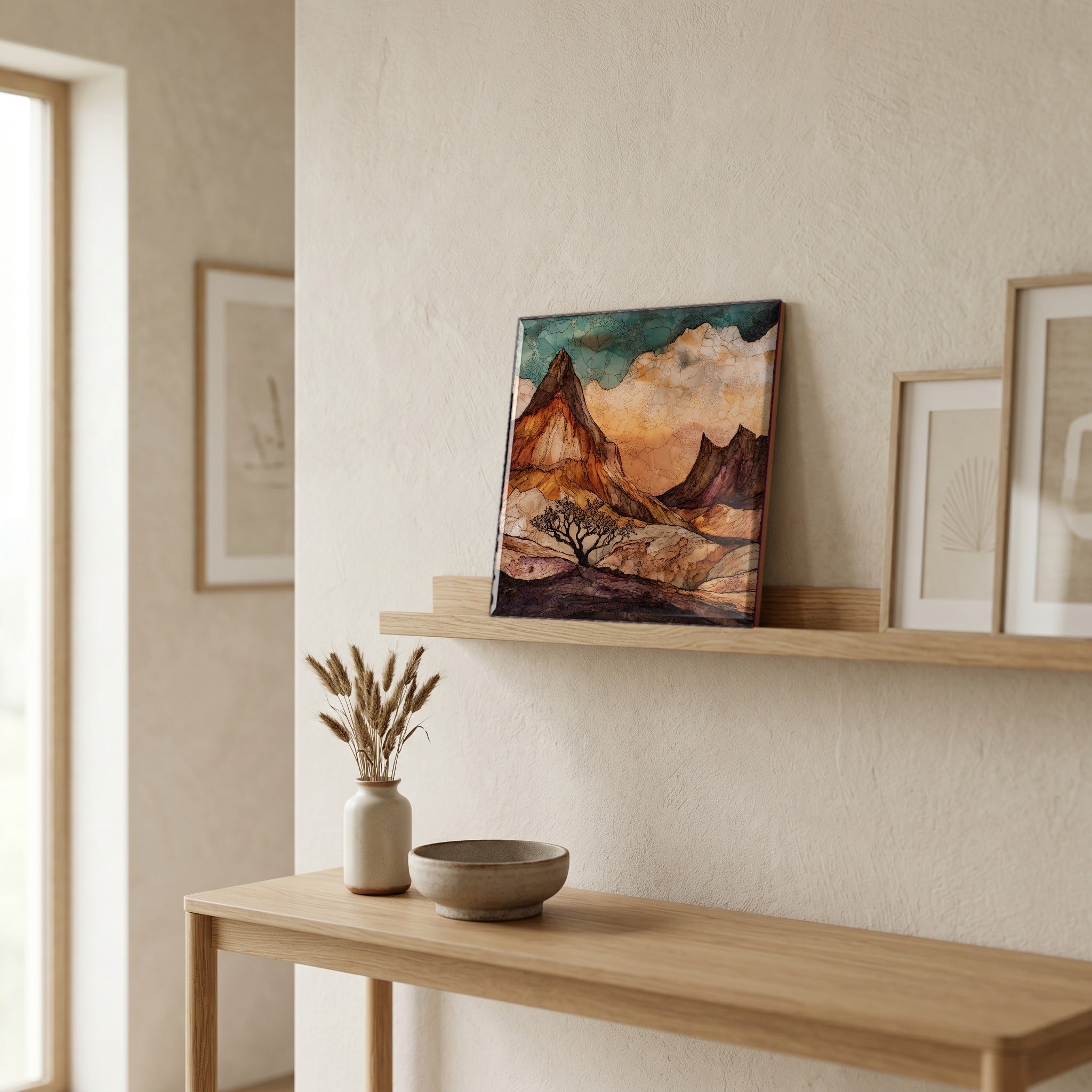 In the entryway, first thing you see.