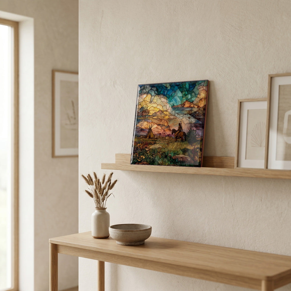 In the entryway, first thing you see.