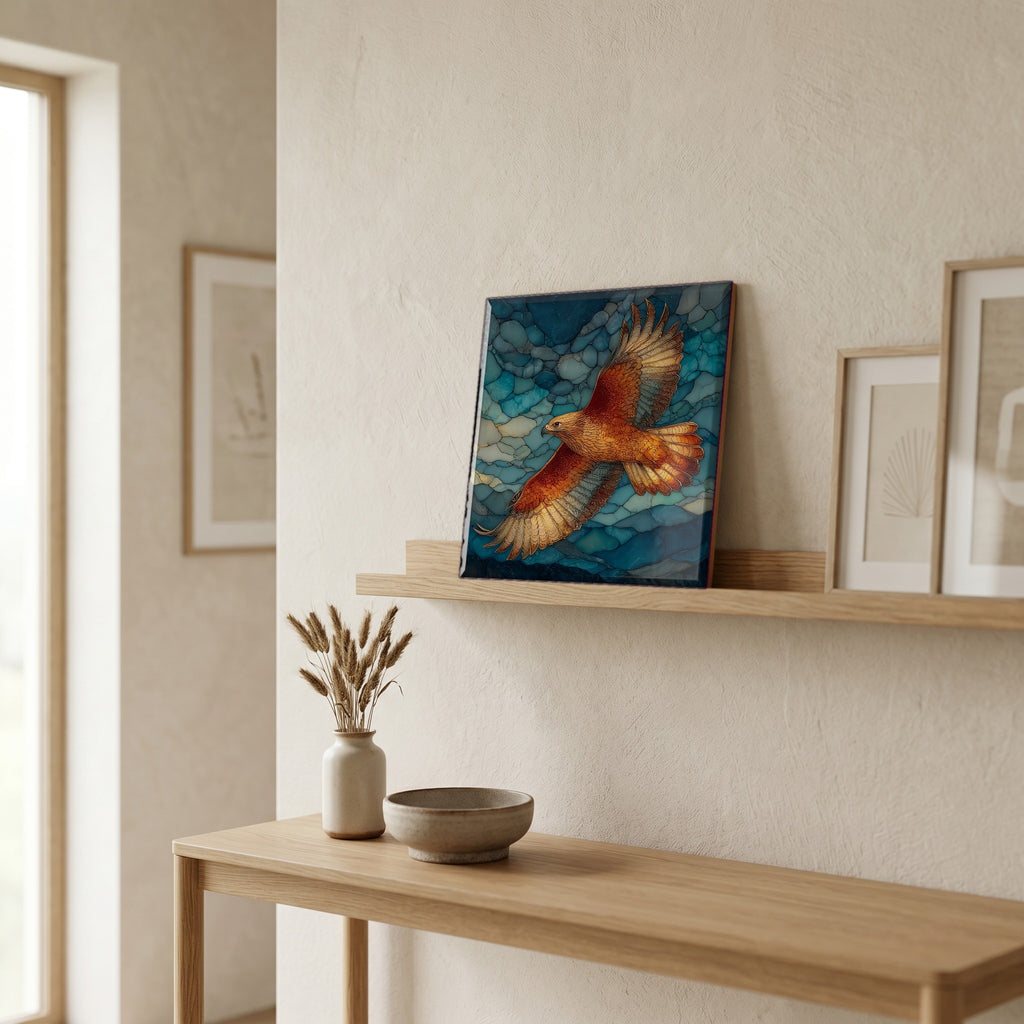 In the entryway, first thing you see.