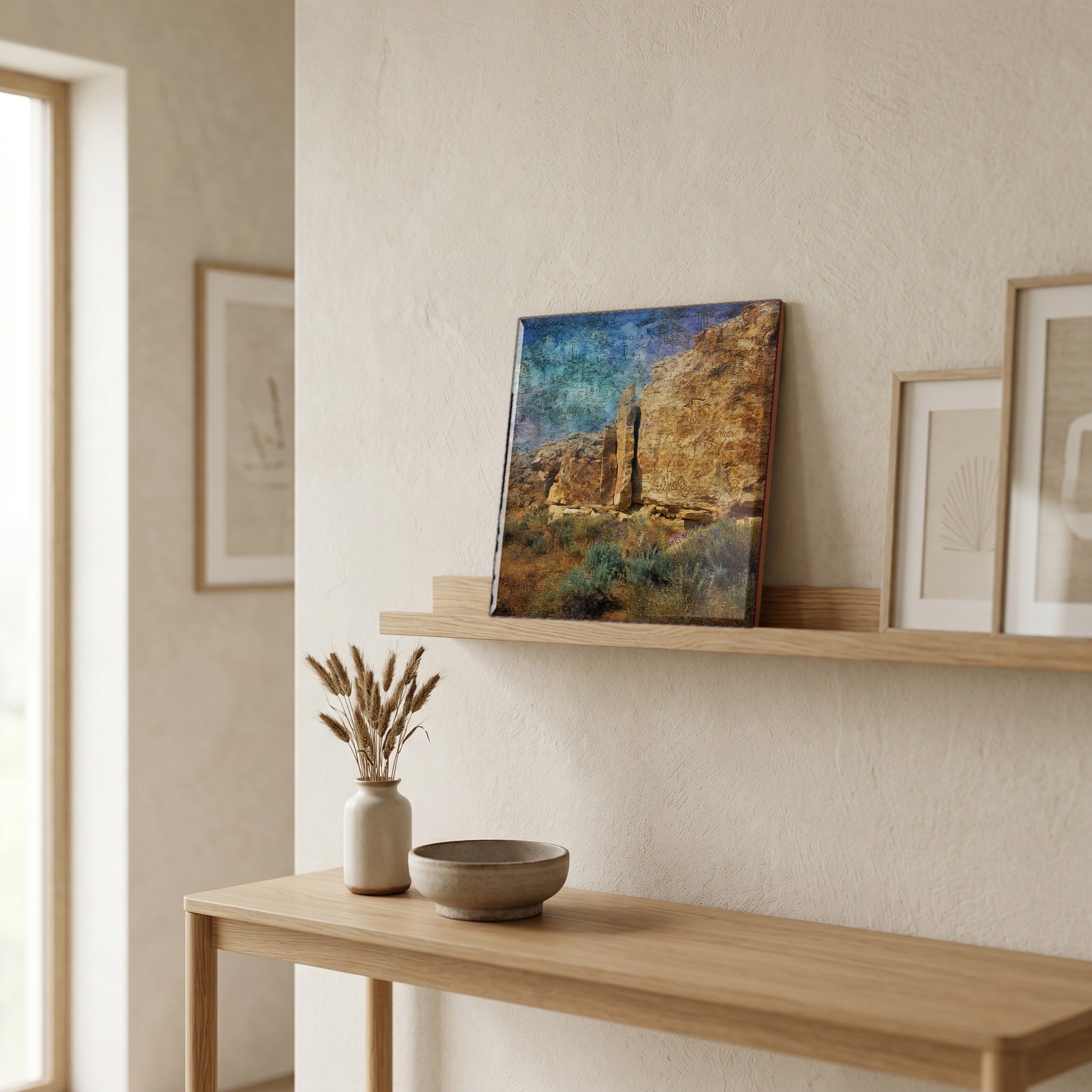 In the entryway, first thing you see.