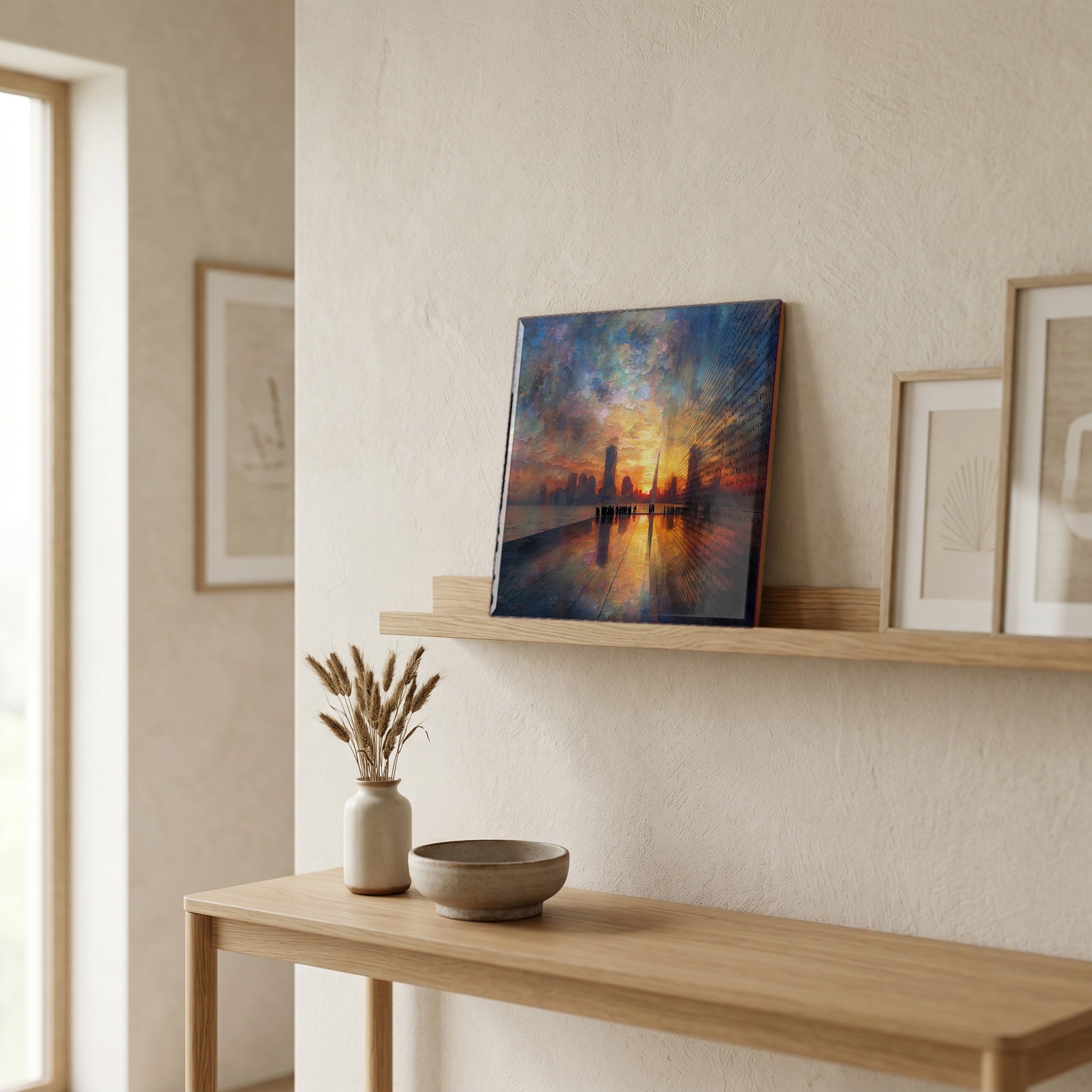 In the entryway, first thing you see.