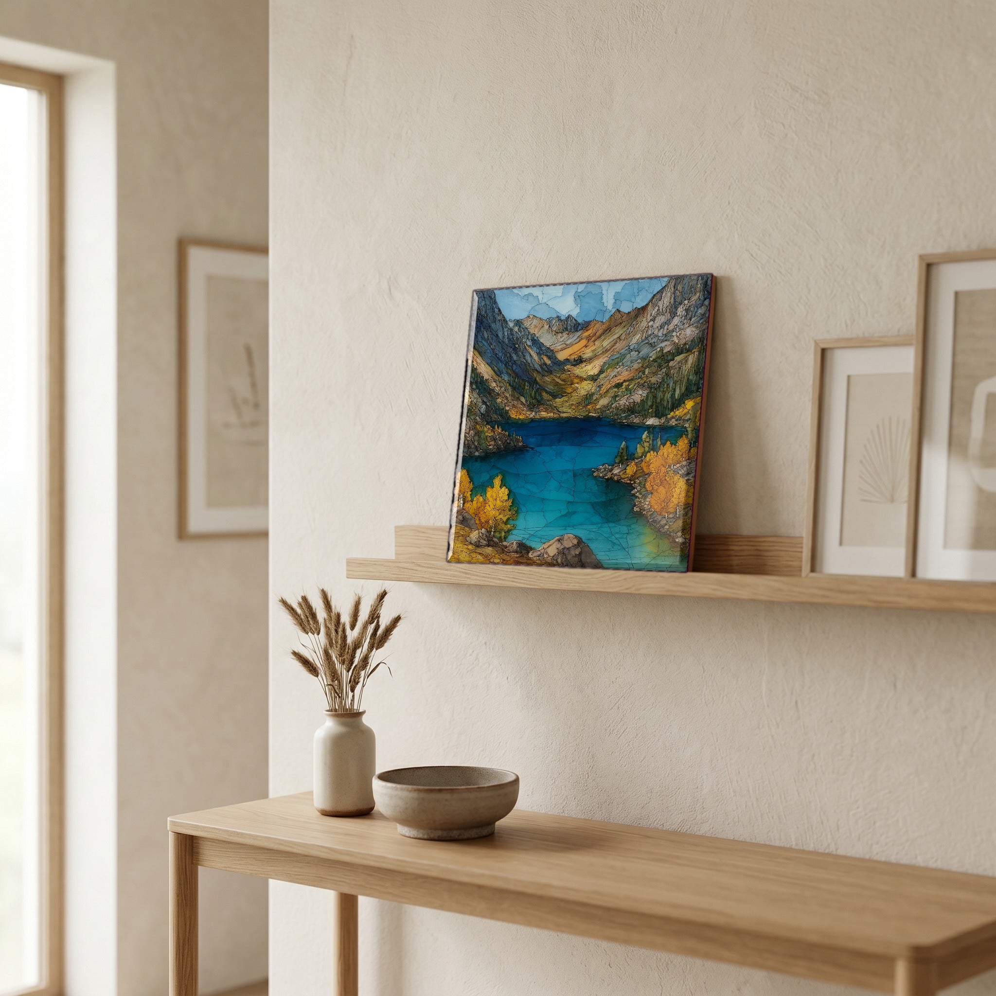 In the entryway, first thing you see.