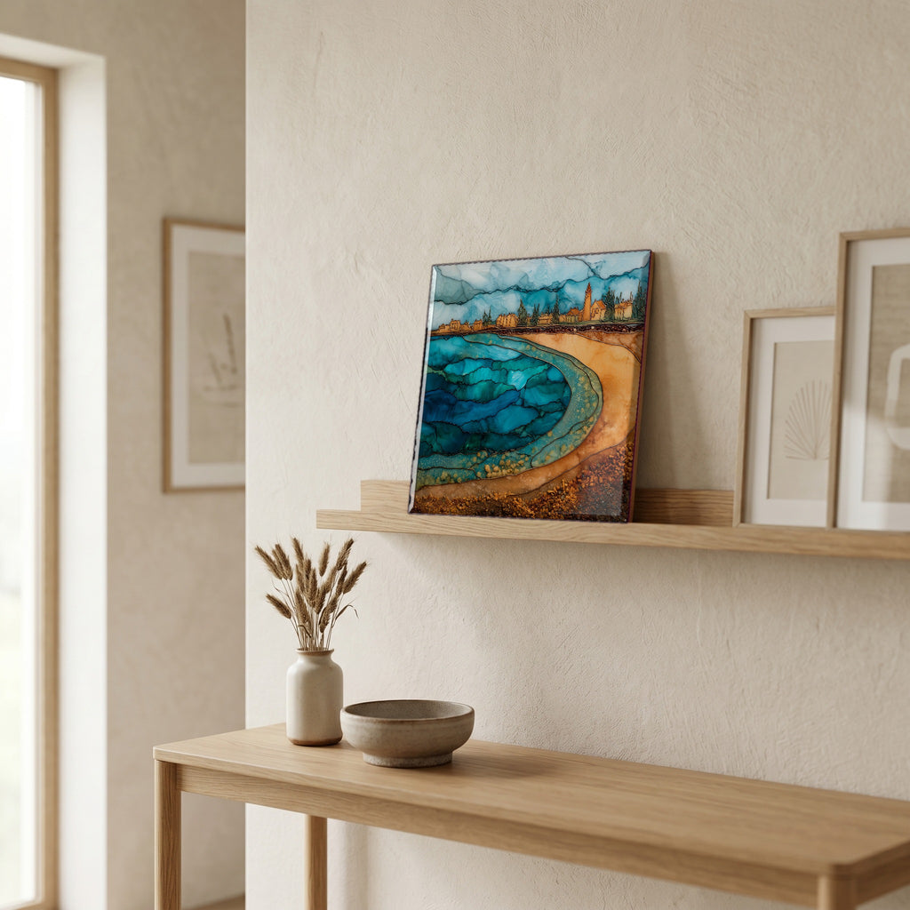 In the entryway, first thing you see.