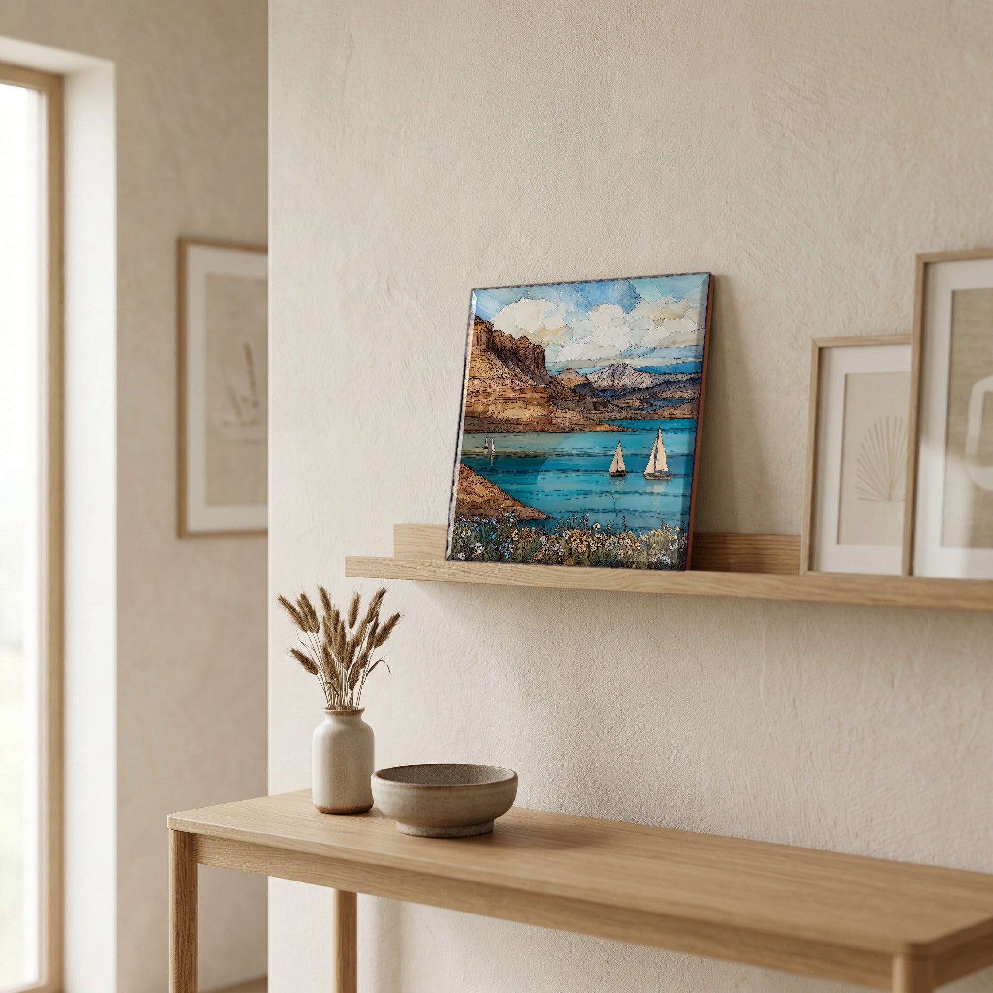 In the entryway, first thing you see.