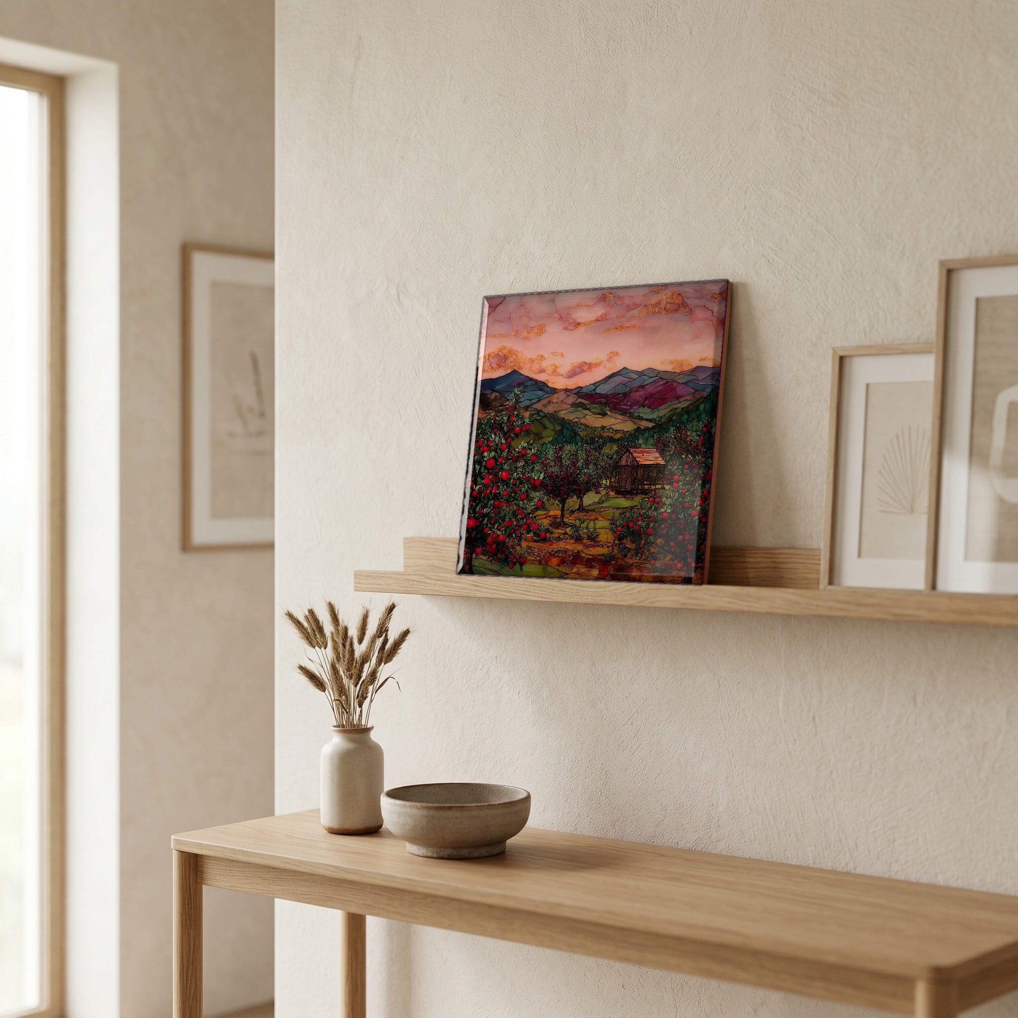 In the entryway, first thing you see.