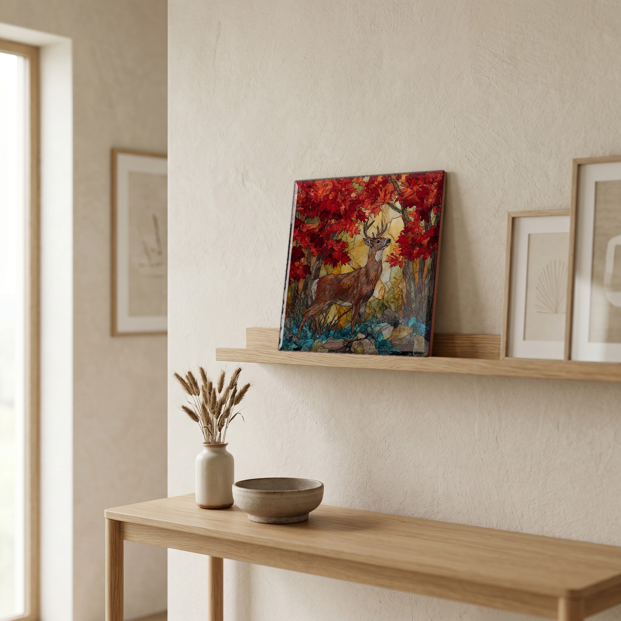 In the entryway, first thing you see.