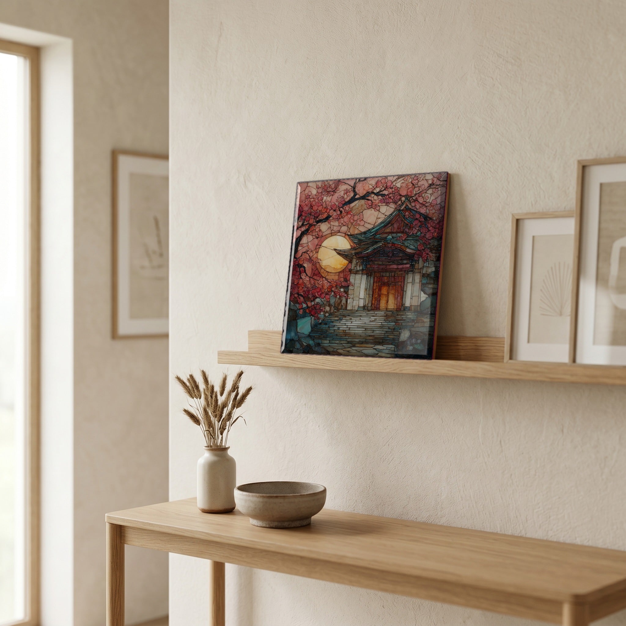 In the entryway, first thing you see.
