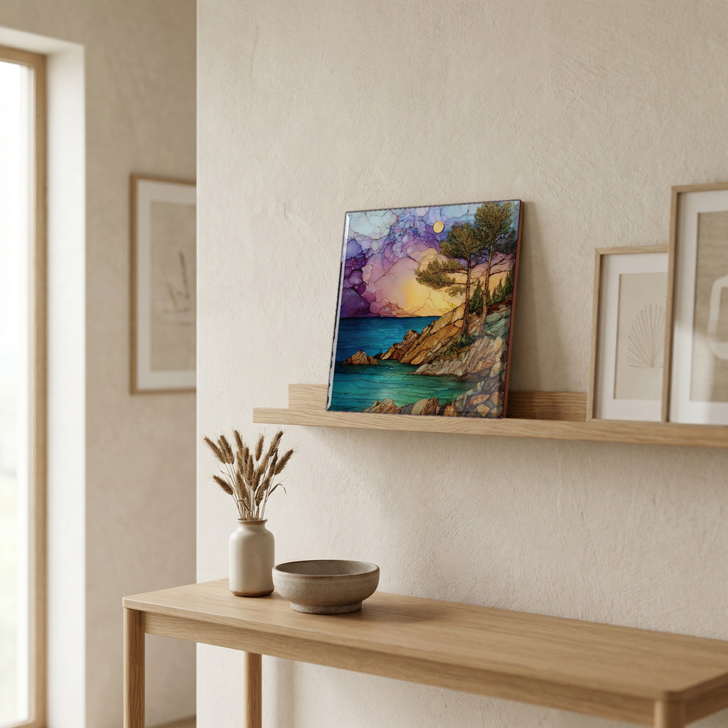 On a picture ledge, where the light comes in.
