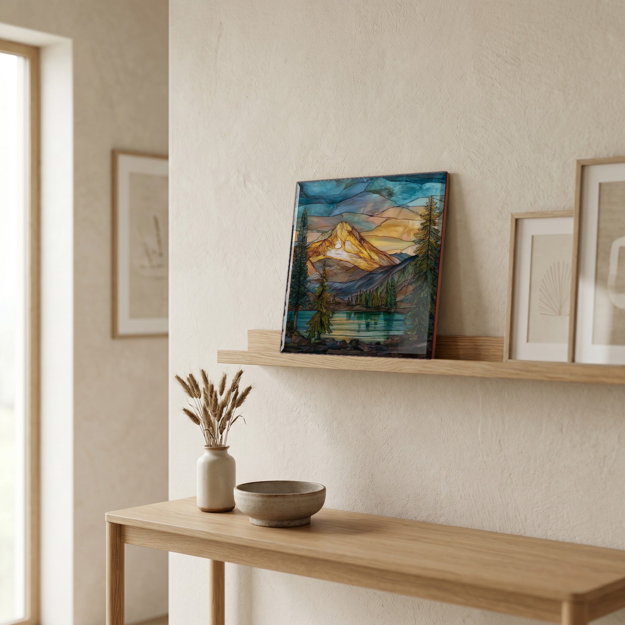 In the entryway, first thing you see.