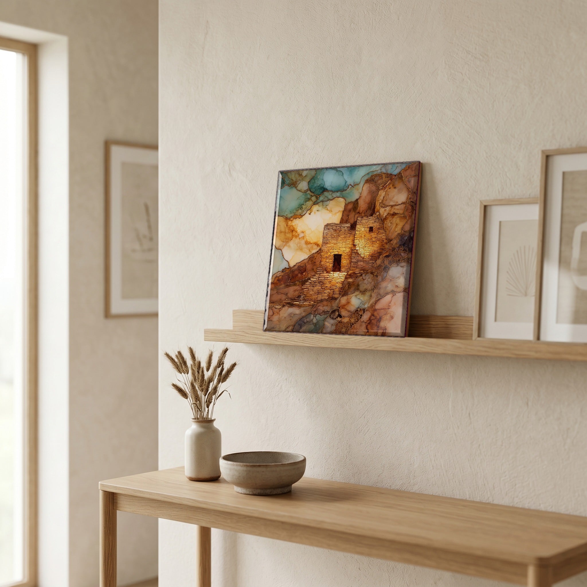 In the entryway, first thing you see.