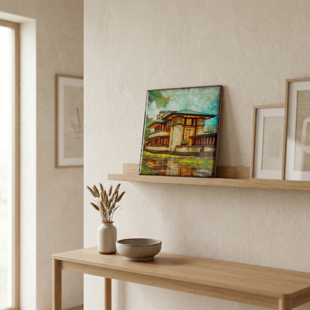 In the entryway, first thing you see.