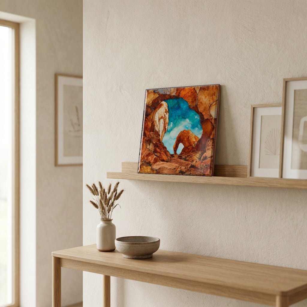 In the entryway, first thing you see.