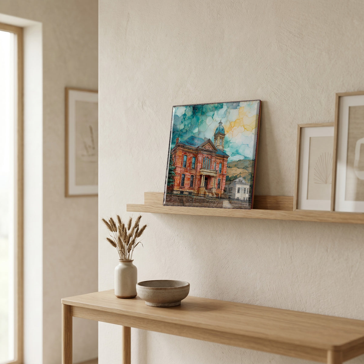 In the entryway, first thing you see.