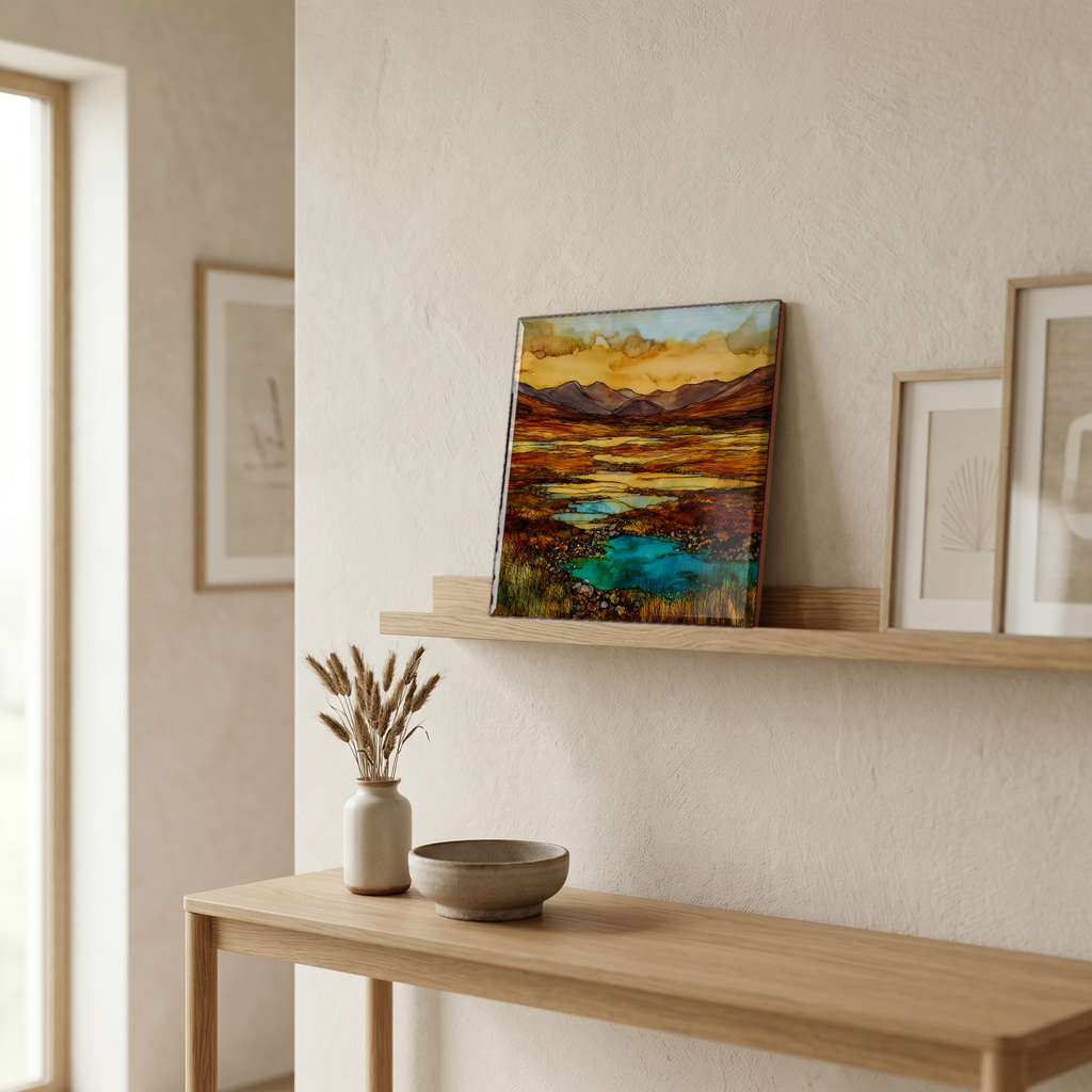 On a picture ledge, where the light comes in.