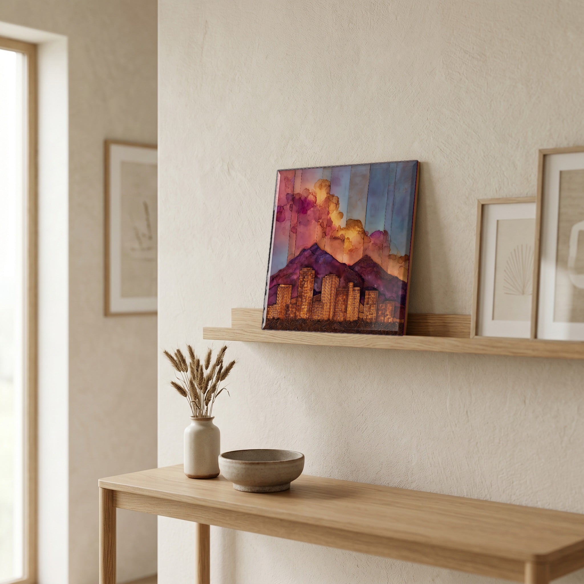 In the entryway, first thing you see.