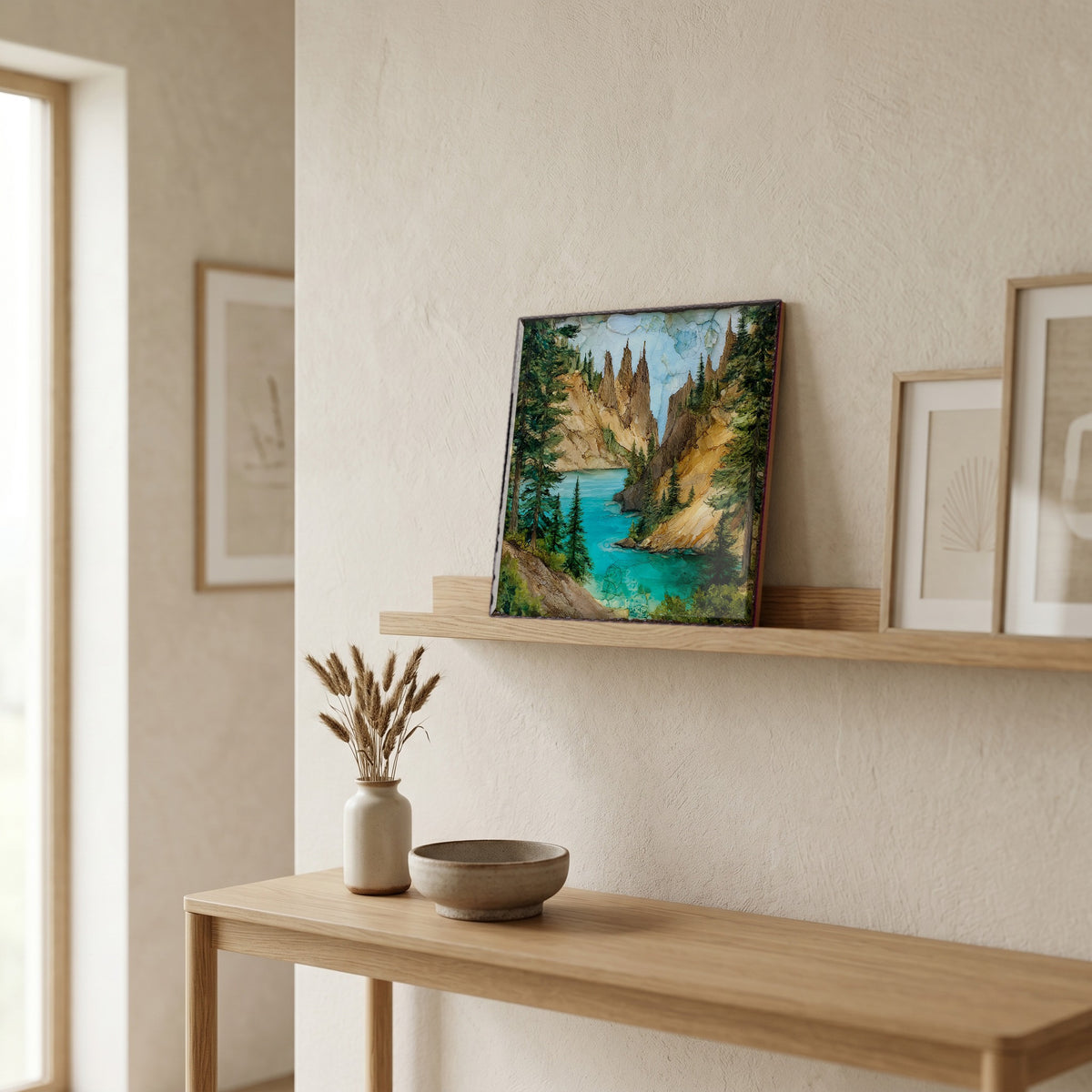 In the entryway, first thing you see.
