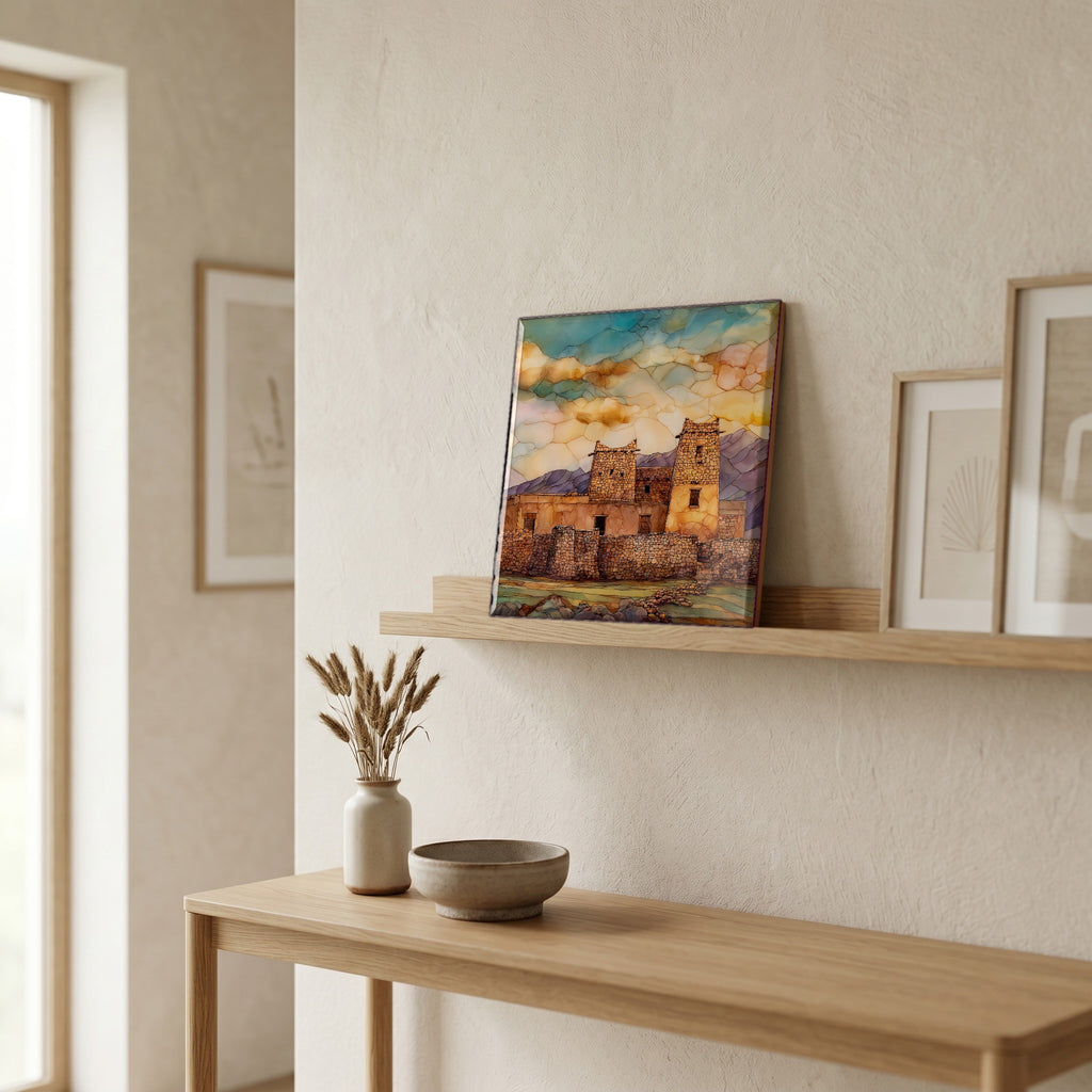 On a picture ledge, where the light comes in.