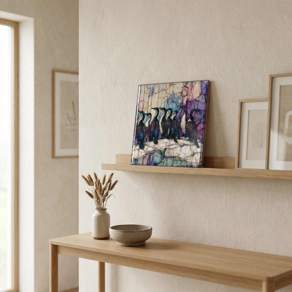 In the entryway, first thing you see.