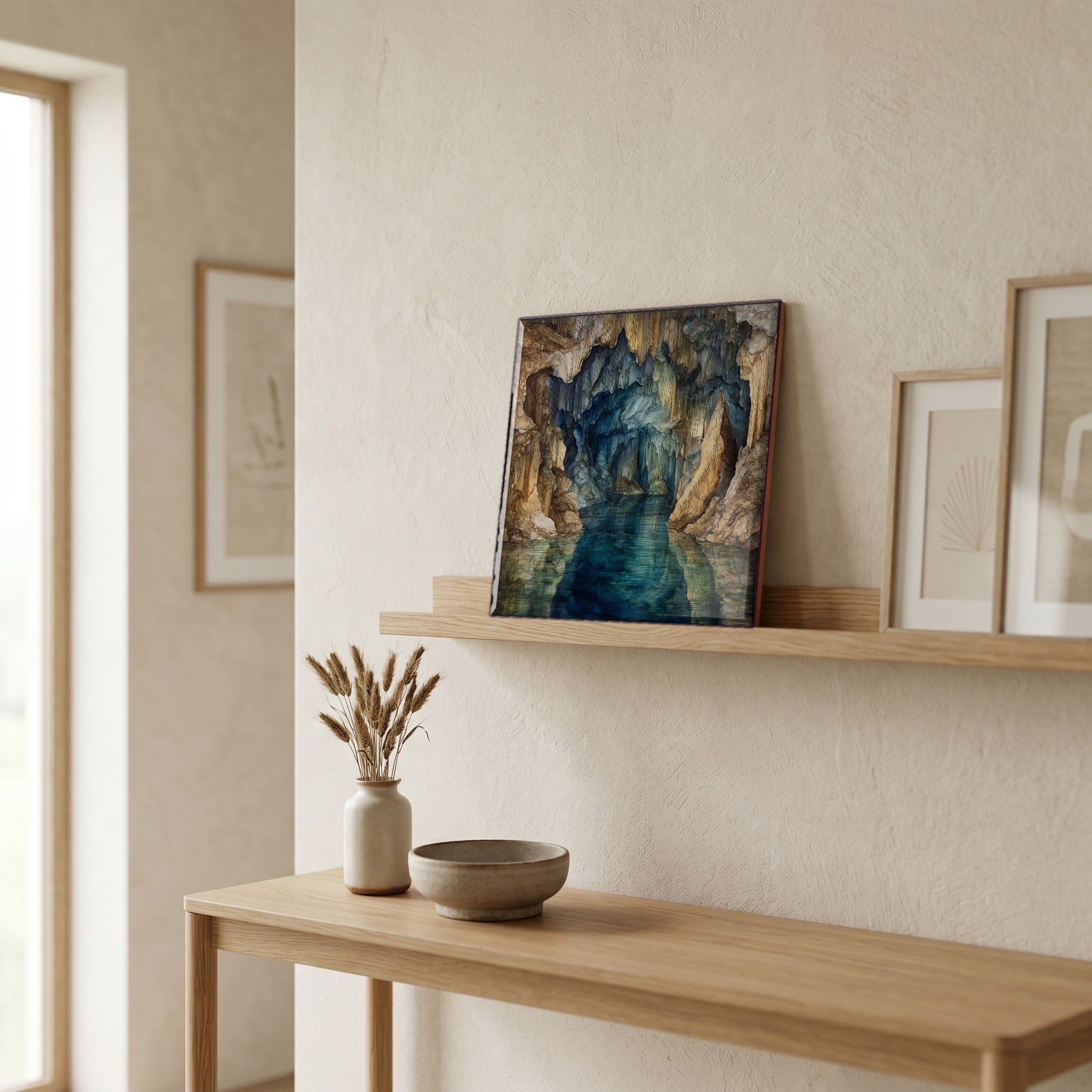 In the entryway, first thing you see.