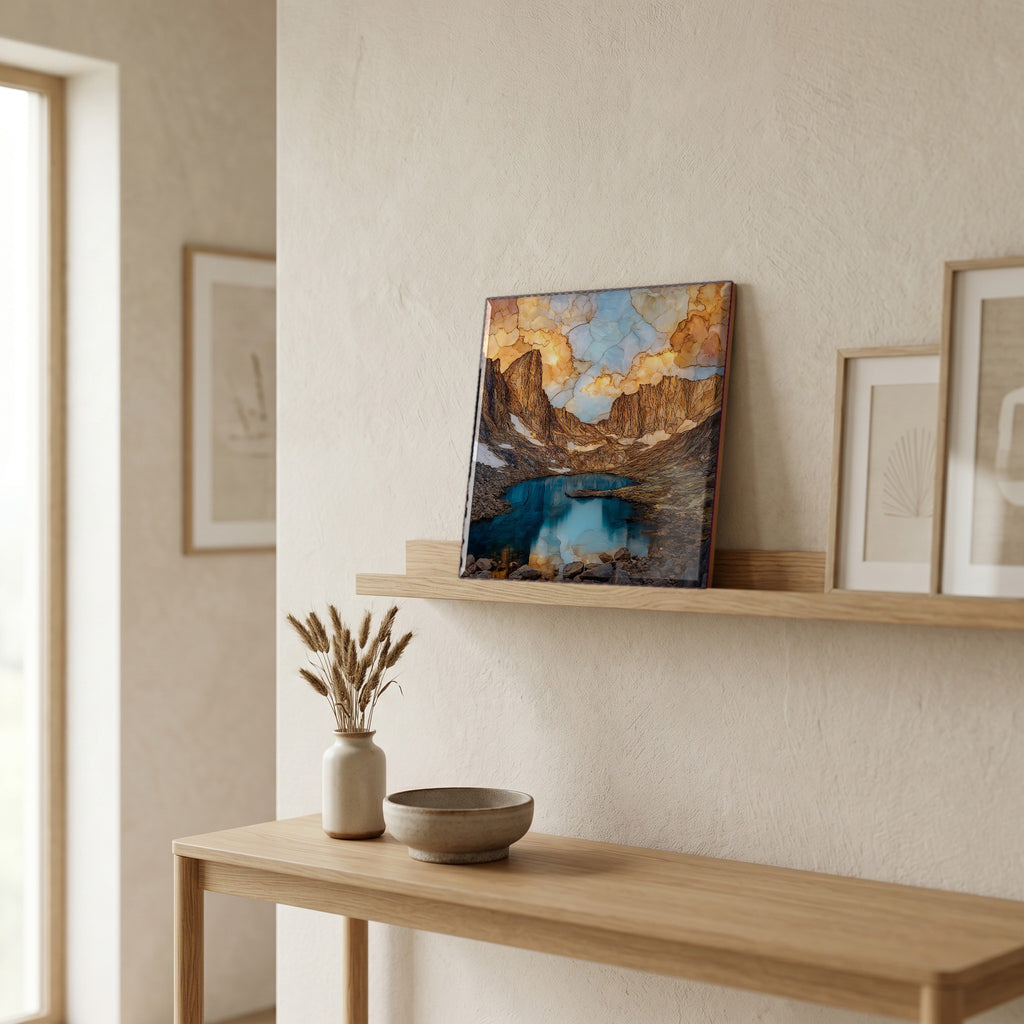 On a picture ledge, where the light comes in.