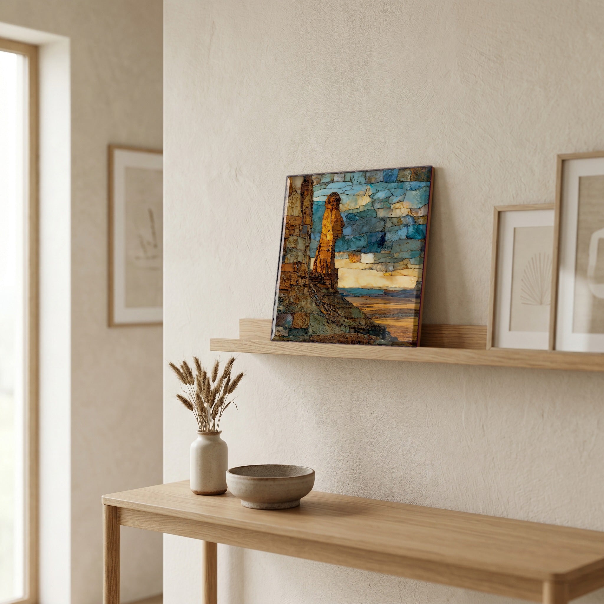 In the entryway, first thing you see.