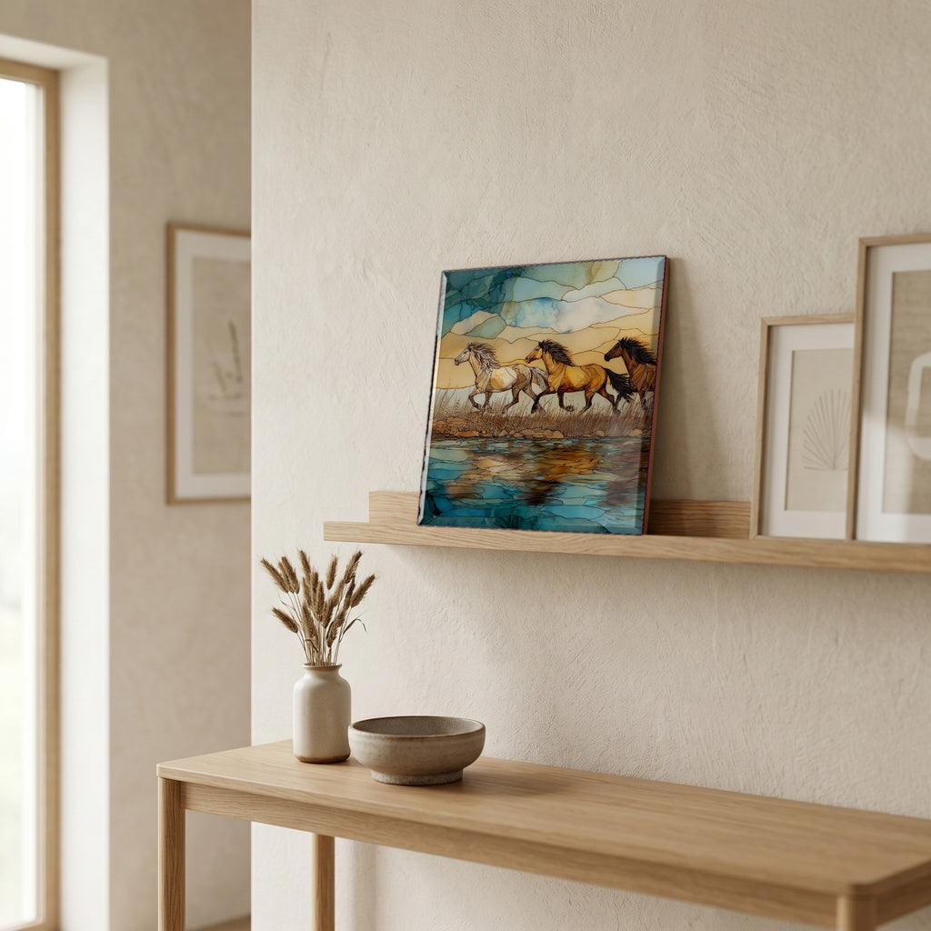 In the entryway, first thing you see.