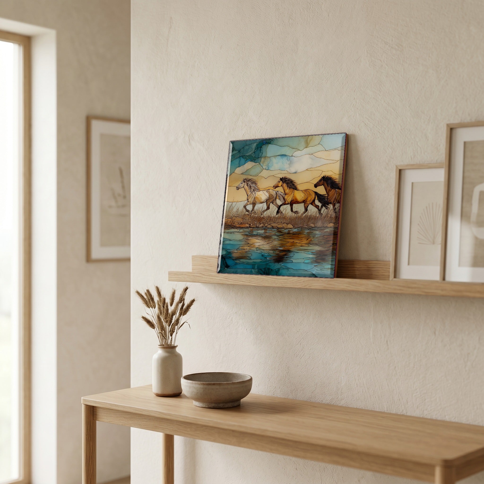 In the entryway, first thing you see.