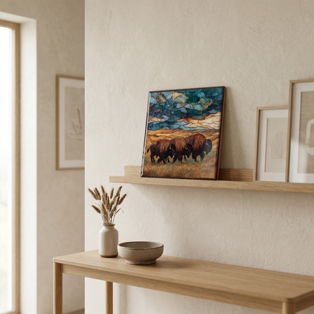 In the entryway, first thing you see.