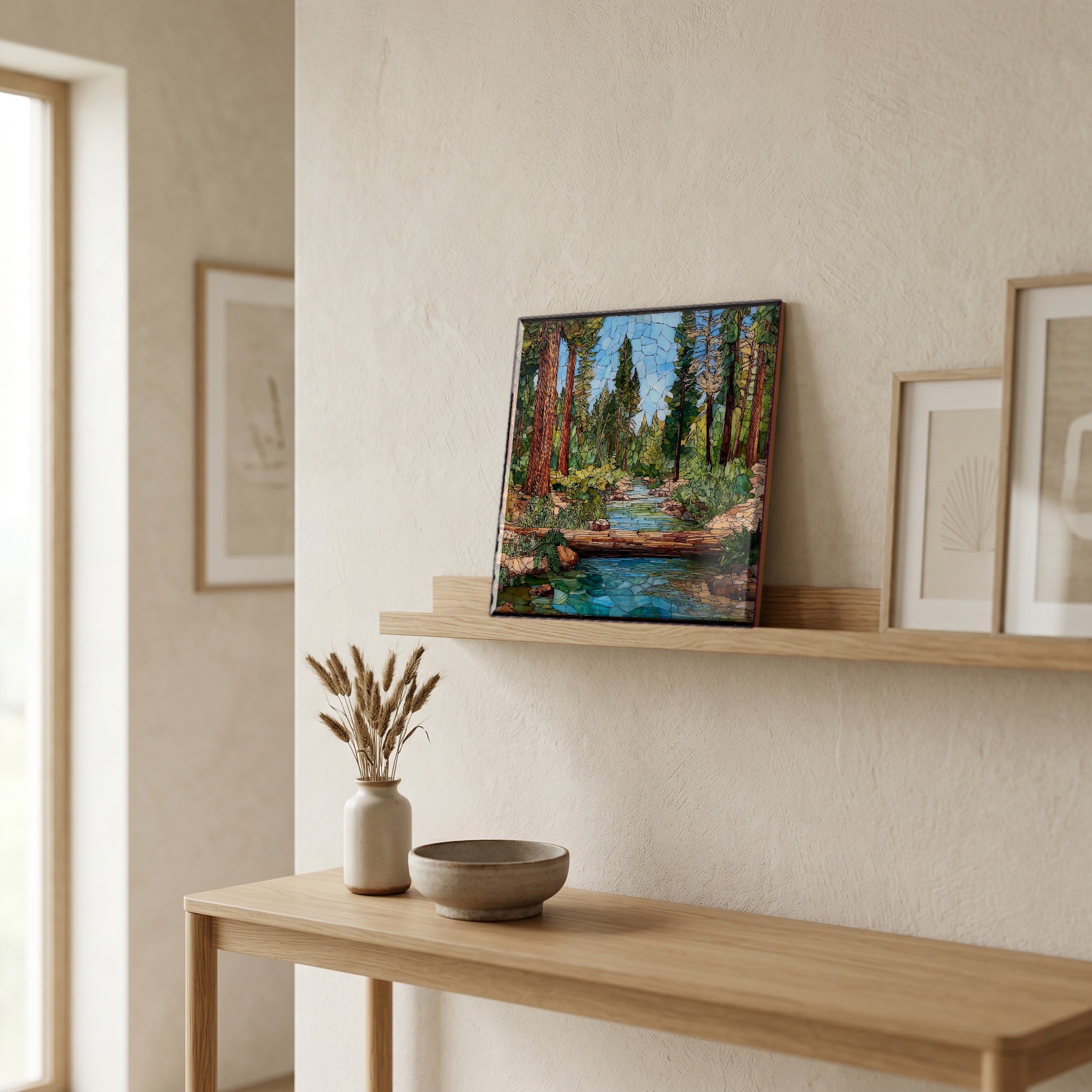 In the entryway, first thing you see.
